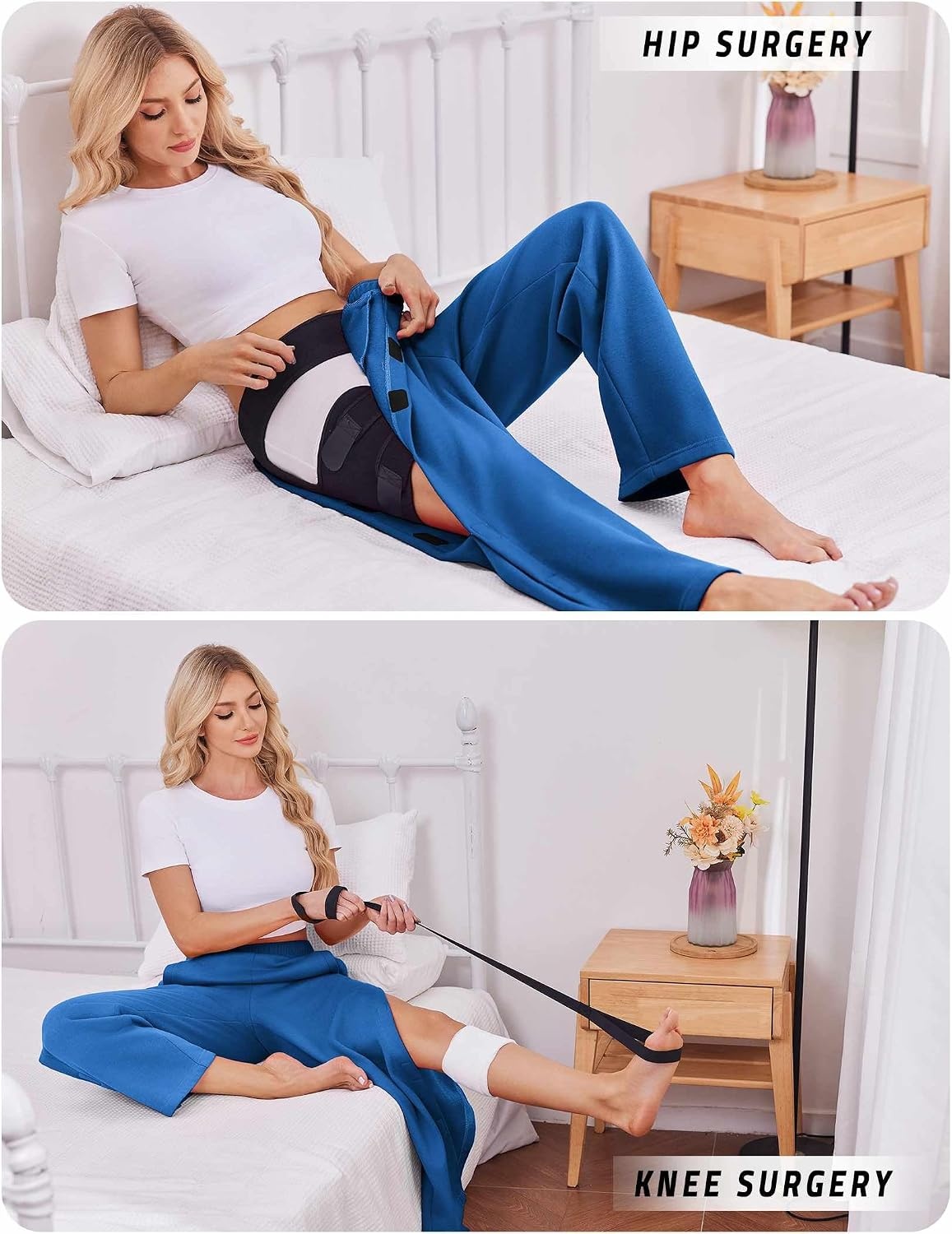 image:imageDeyeek Womens Side Open Fleece Tear Away Pants for Post SurgeryRoyal Blue