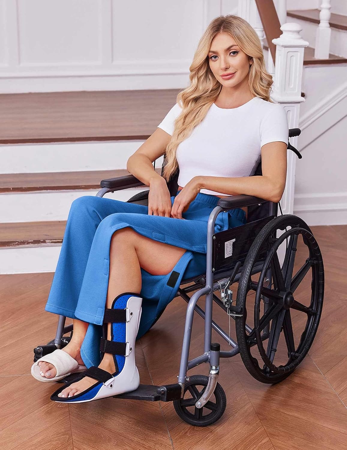 image:imageDeyeek Womens Side Open Fleece Tear Away Pants for Post SurgeryRoyal Blue