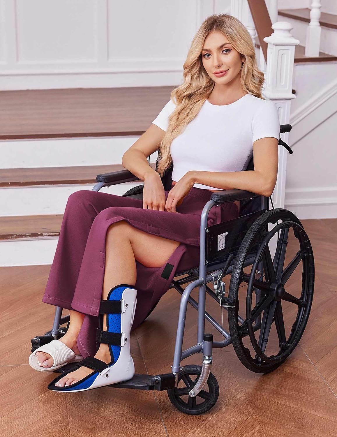 image:imageDeyeek Womens Side Open Fleece Tear Away Pants for Post SurgeryWine Red