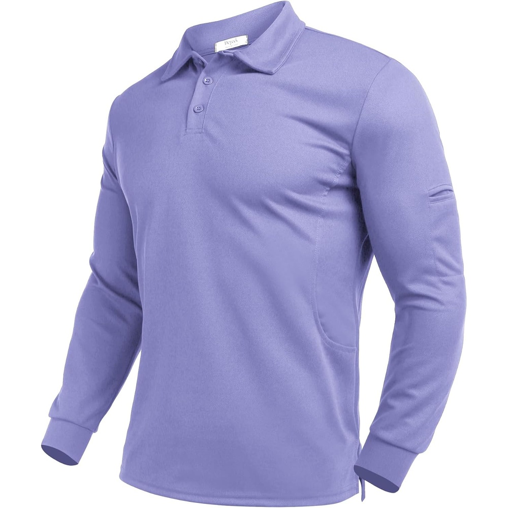 image:imageDeyeek Mens Long Sleeve Polo Shirts Quick Dry Golf Polo for MenPurple