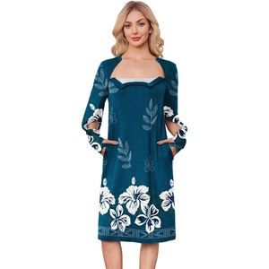 Deyeek Chemo Port Dress for Women, Chemotherapy Must Haves(Dark Blue Print)