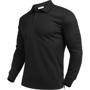 Deyeek Men’s Long Sleeve Polo Shirts, Quick Dry Golf Polo for Men(Black)