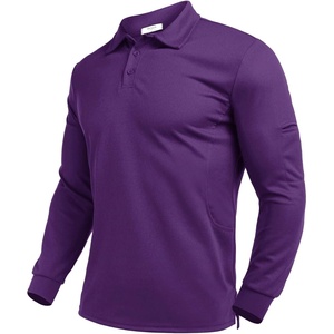Deyeek Men’s Long Sleeve Polo Shirts, Quick Dry Golf Polo for Men(Bright Purple)