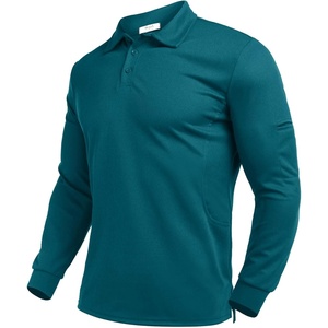 Deyeek Men’s Long Sleeve Polo Shirts, Quick Dry Golf Polo for Men(Dark Blue)