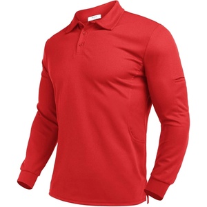 Deyeek Men’s Long Sleeve Polo Shirts, Quick Dry Golf Polo for Men(Red)