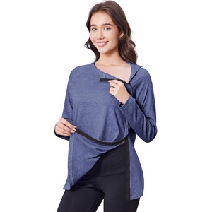 Deyeek Women’s Shoulder Surgery Shirt Tear Away Side Snap Chemo Port Top(Navy)