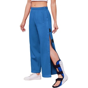 Deyeek Women’s Side Open Fleece Tear Away Pants for Post Surgery(Royal Blue)