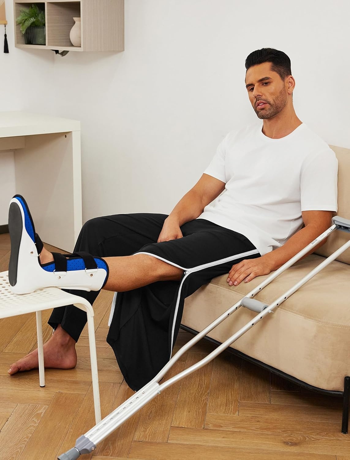 image:imageDeyeek Tear Away Pants for Men Post Surgery 2 Side Zippers SweatpantsBlack