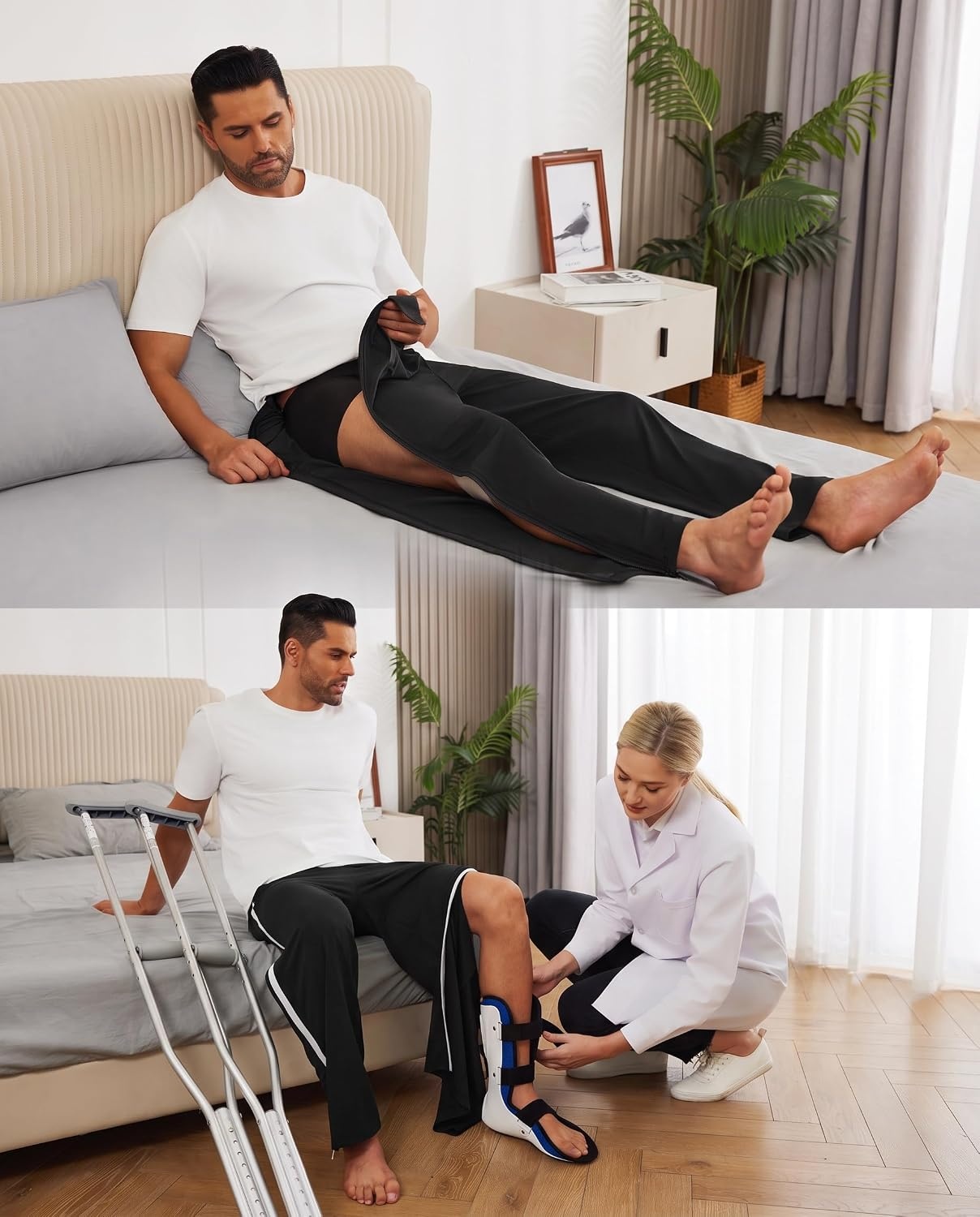 image:imageDeyeek Tear Away Pants for Men Post Surgery 2 Side Zippers SweatpantsBlack