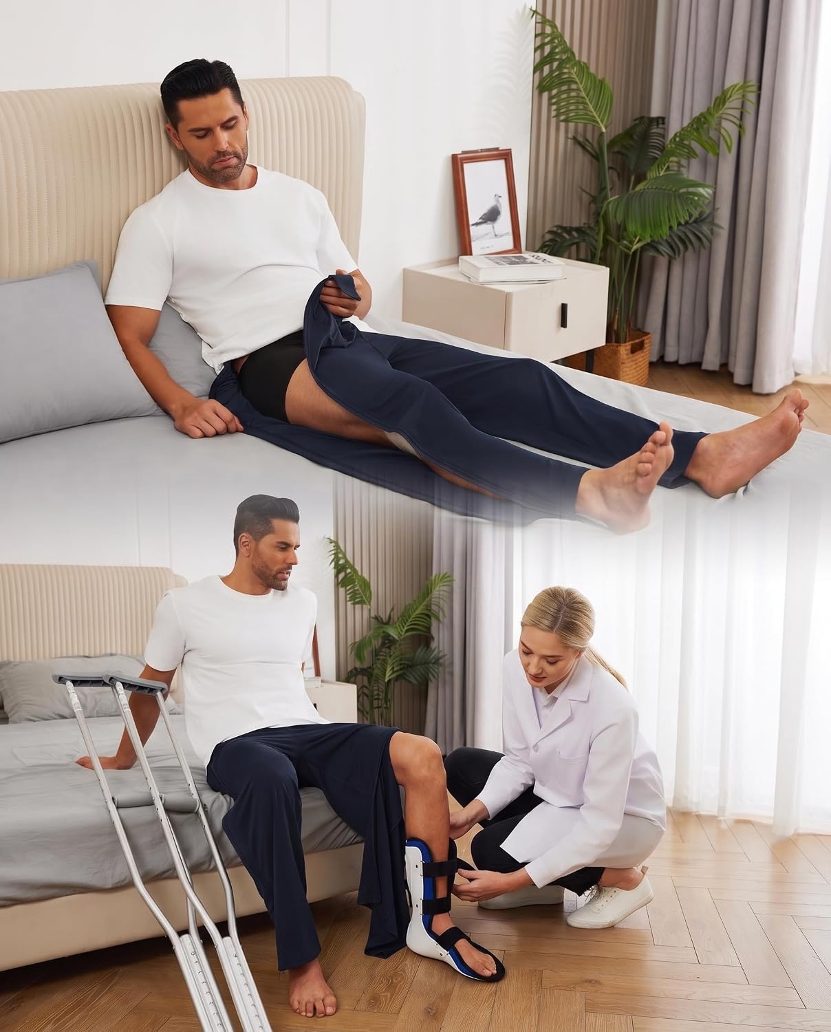 image:imageDeyeek Tear Away Pants for Men Post Surgery 2 Side Zippers SweatpantsBlue
