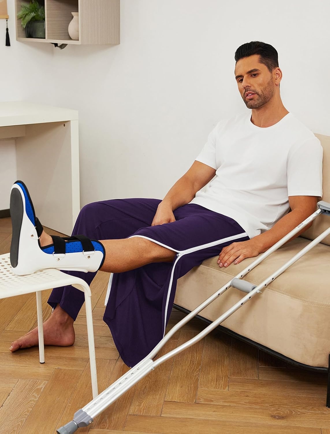 image:imageDeyeek Tear Away Pants for Men Post Surgery 2 Side Zippers SweatpantsDark Purple