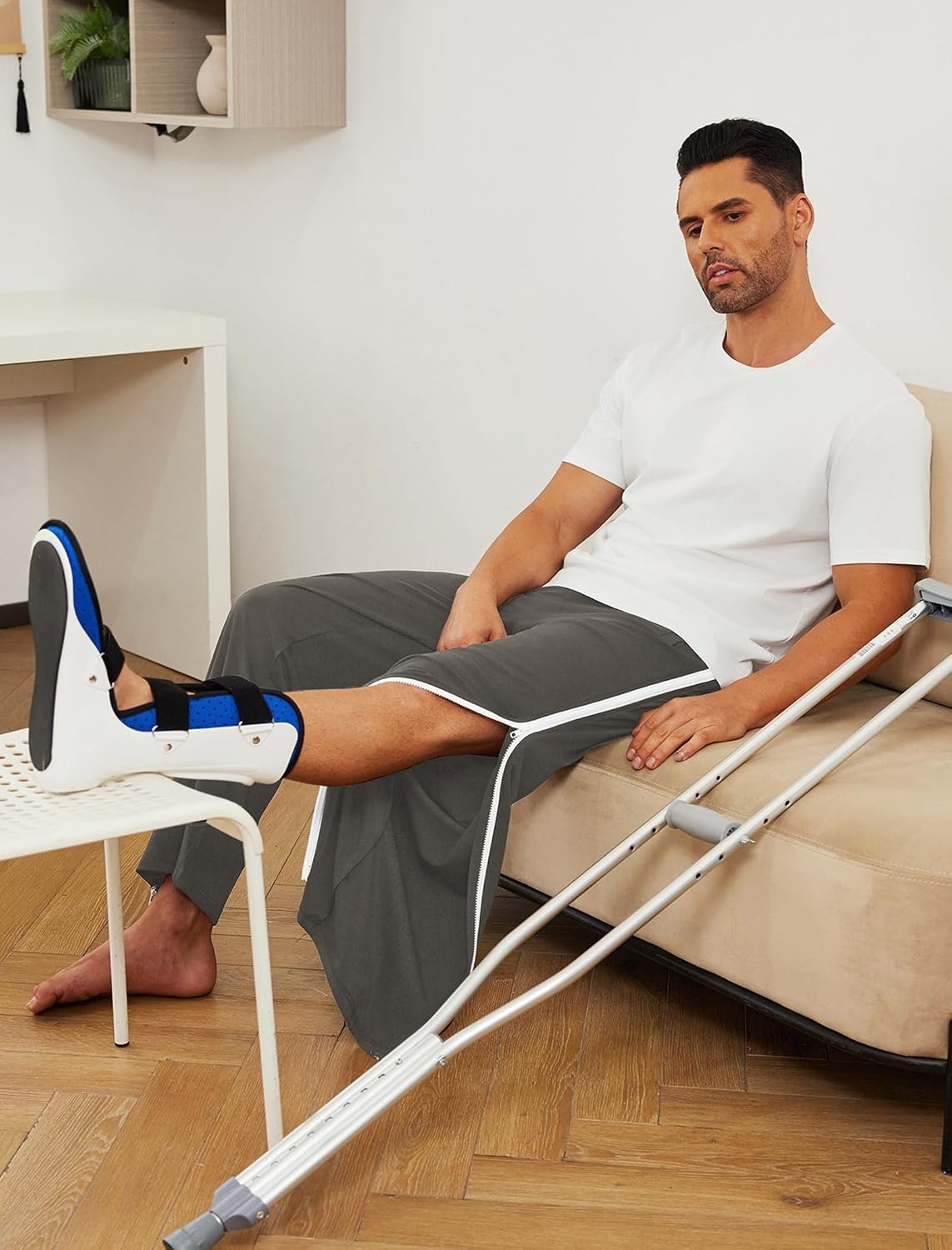 image:imageDeyeek Tear Away Pants for Men Post Surgery 2 Side Zippers SweatpantsGrey