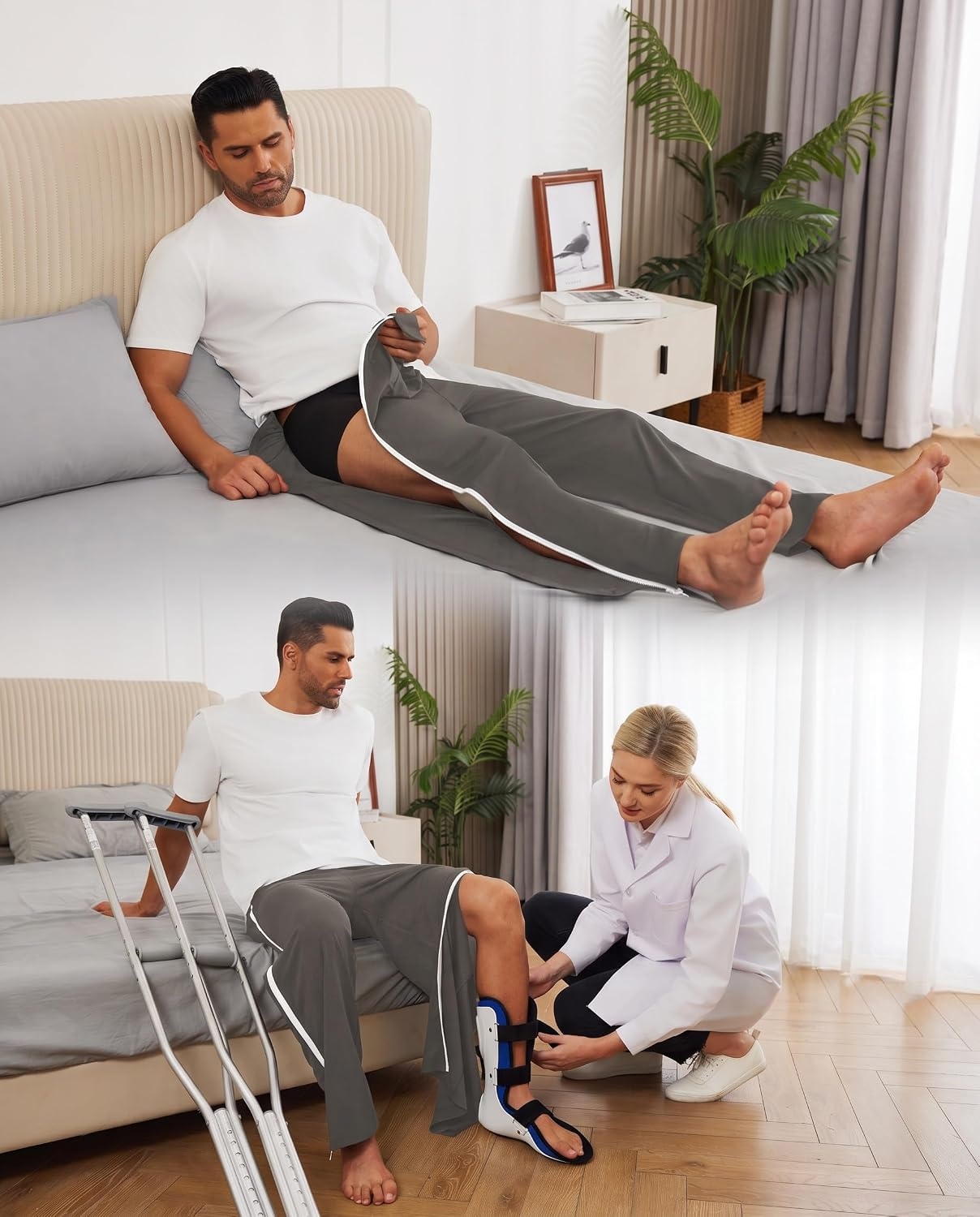 image:imageDeyeek Tear Away Pants for Men Post Surgery 2 Side Zippers SweatpantsGrey
