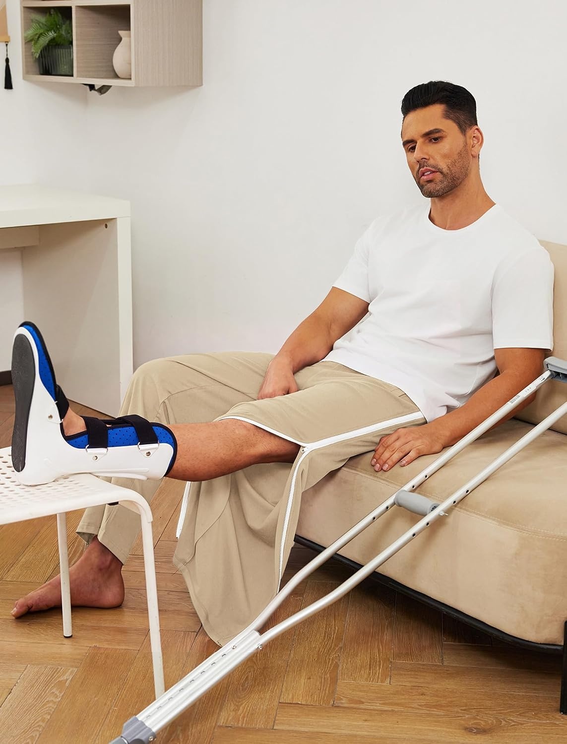 image:imageDeyeek Tear Away Pants for Men Post Surgery 2 Side Zippers SweatpantsKhaki
