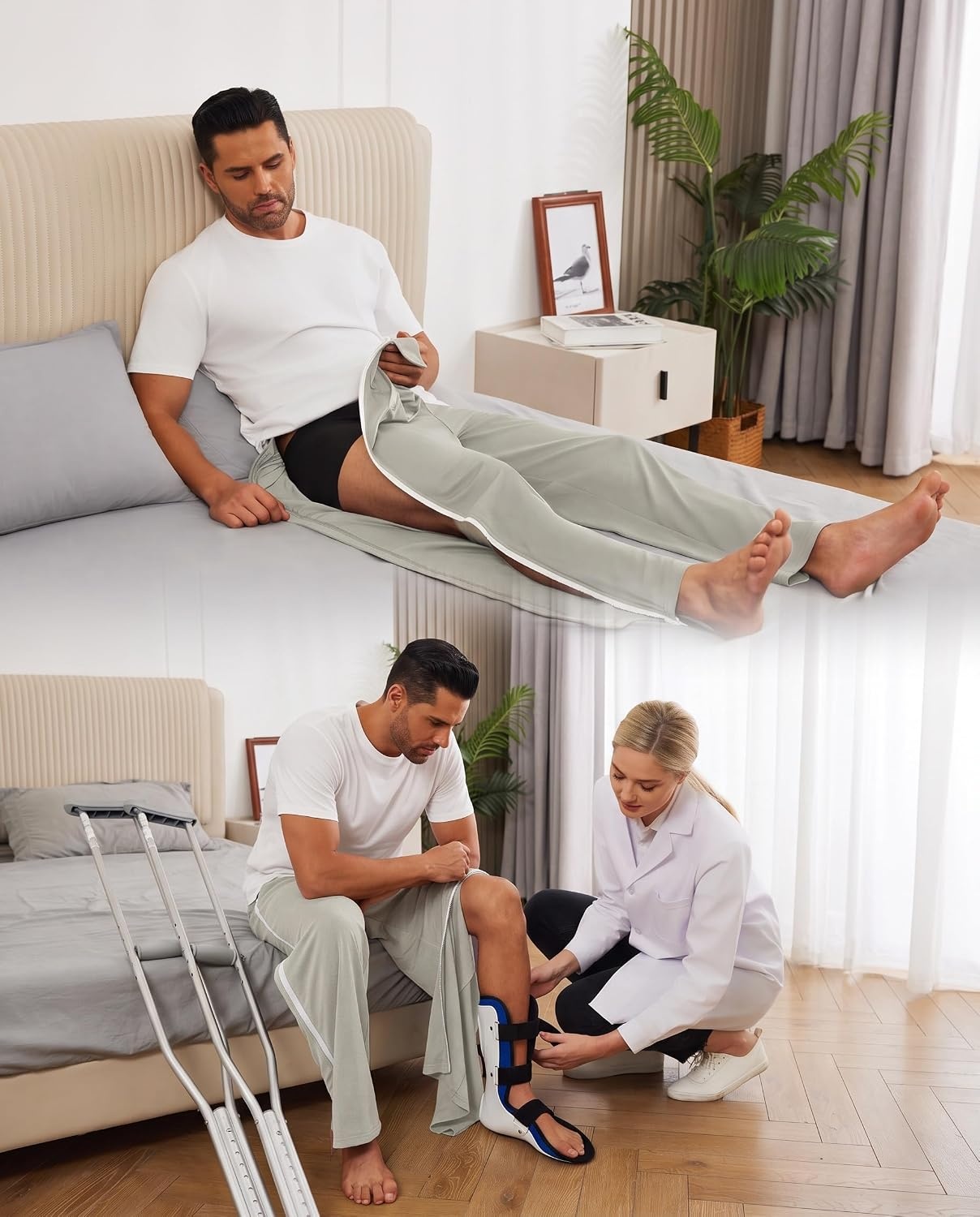 image:imageDeyeek Tear Away Pants for Men Post Surgery 2 Side Zippers SweatpantsLight Grey