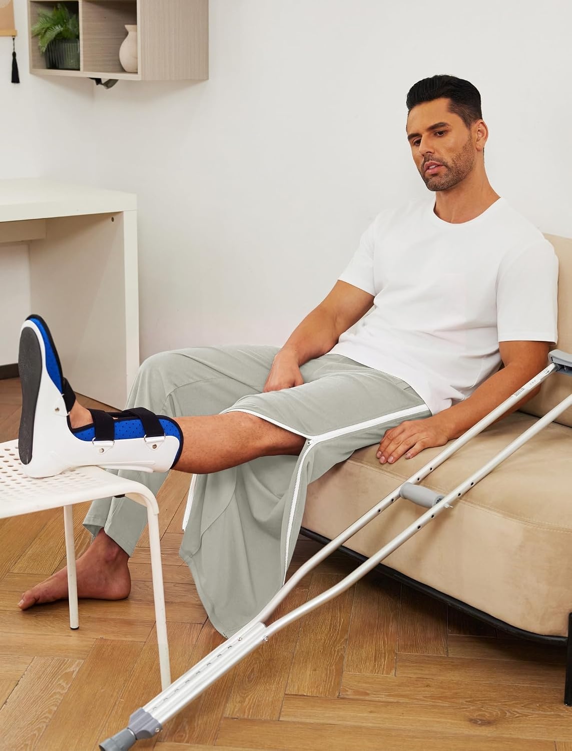 image:imageDeyeek Tear Away Pants for Men Post Surgery 2 Side Zippers SweatpantsLight Grey