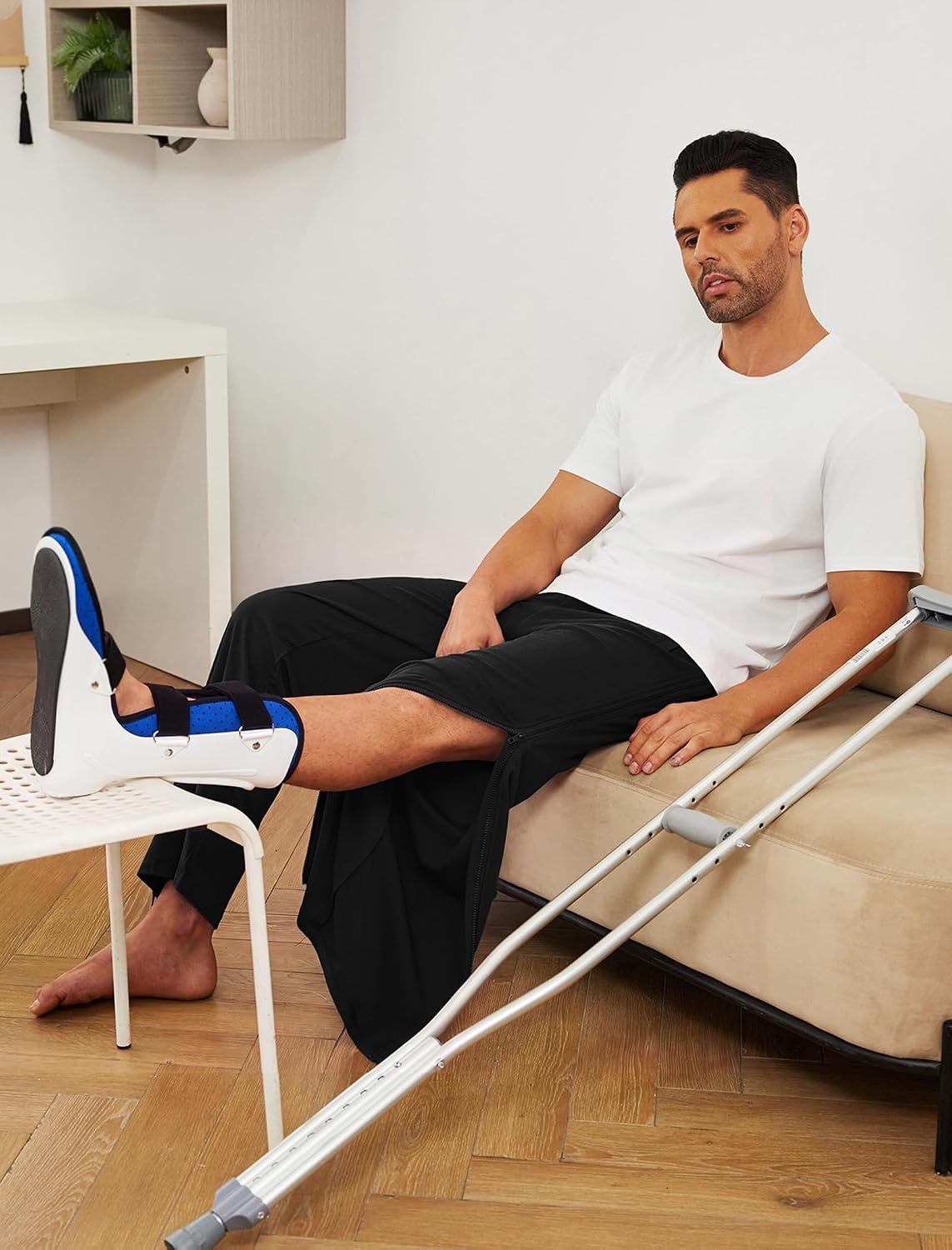 image:imageDeyeek Tear Away Pants for Men Post Surgery 2 Side Zippers SweatpantsPure Black