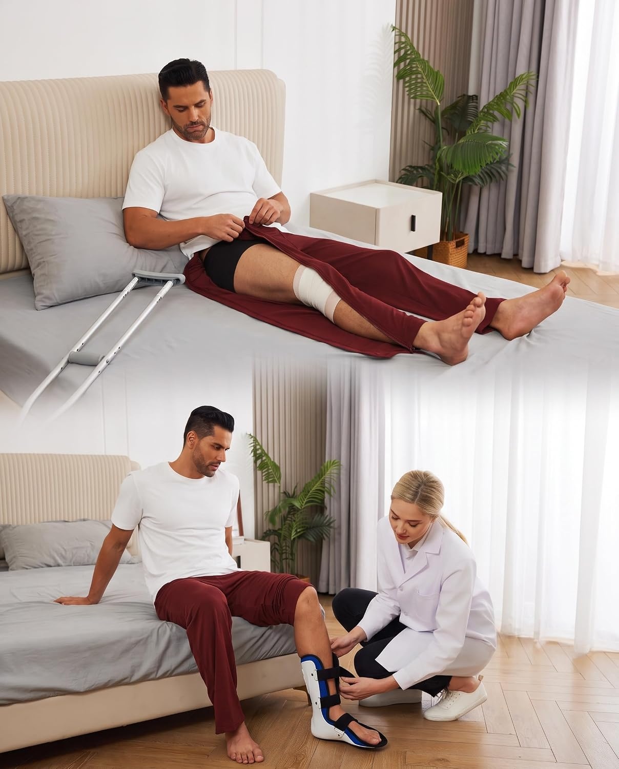 image:imageDeyeek Tear Away Pants for Men Post Surgery 2 Side Zippers SweatpantsWine Red