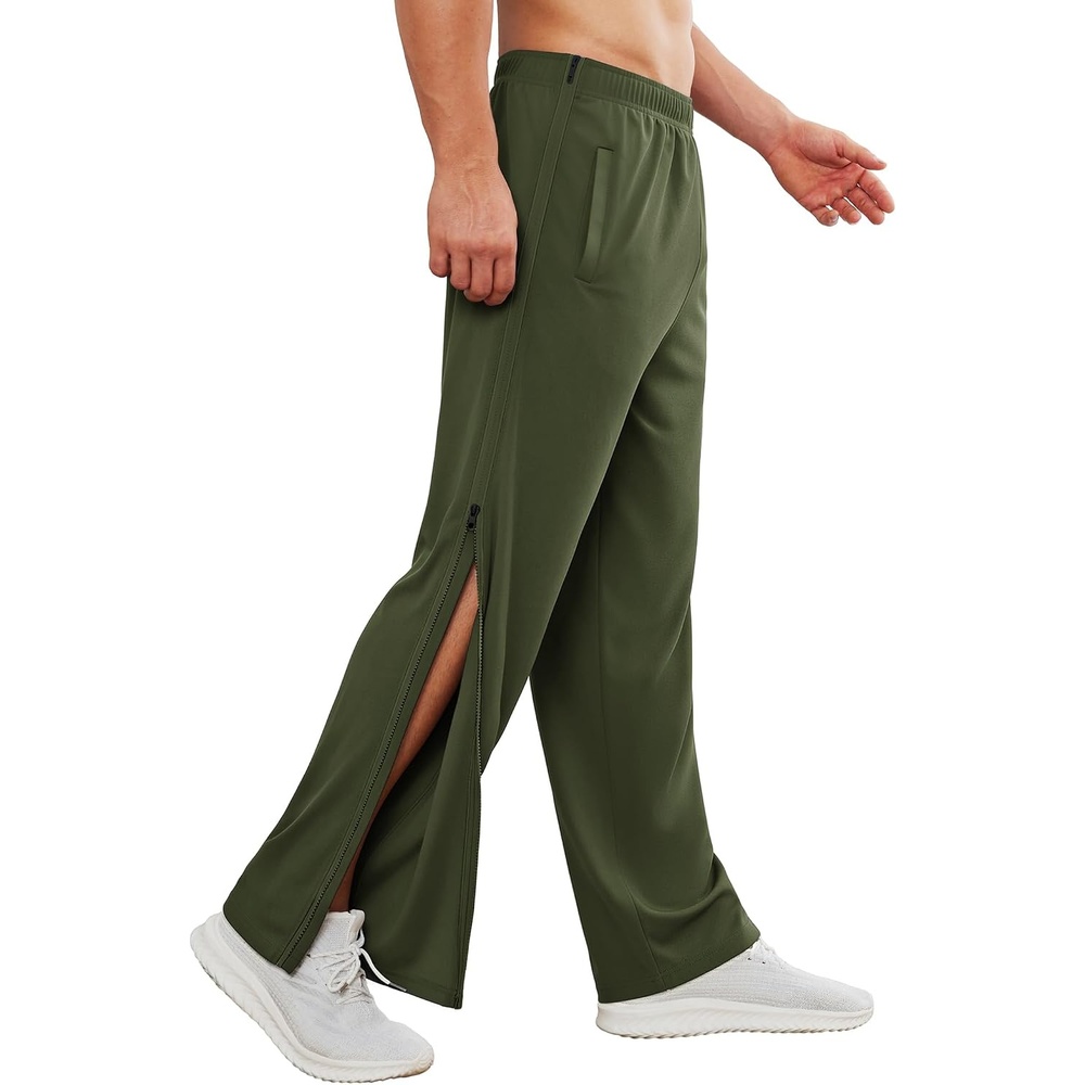 image:imageDeyeek Tear Away Pants for Men Post Surgery 2 Side Zippers SweatpantsArmy Green