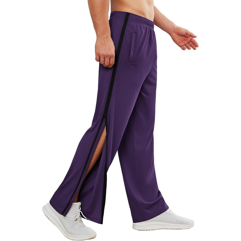 image:imageDeyeek Tear Away Pants for Men Post Surgery 2 Side Zippers SweatpantsDark Purple