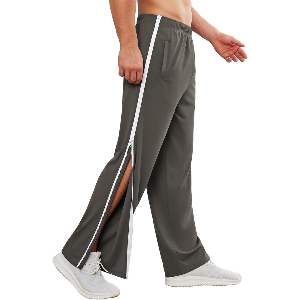 image:imageDeyeek Tear Away Pants for Men Post Surgery 2 Side Zippers SweatpantsGrey