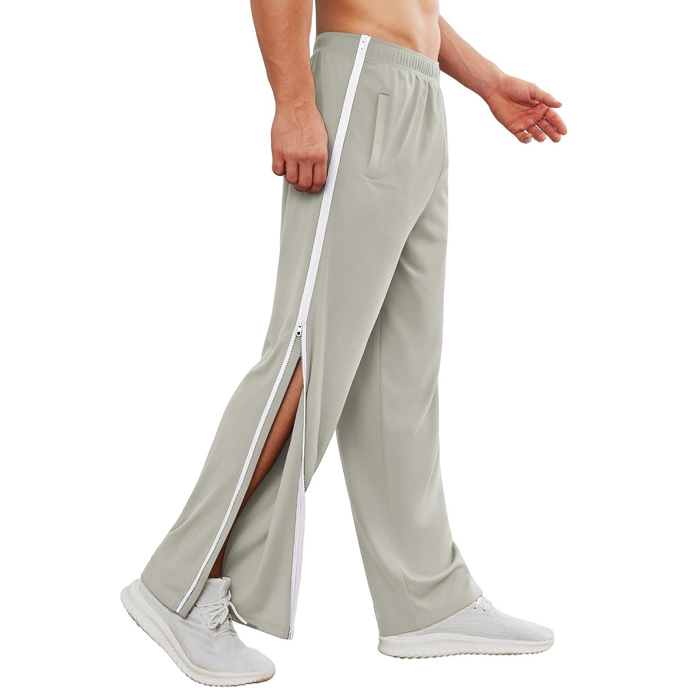 image:imageDeyeek Tear Away Pants for Men Post Surgery 2 Side Zippers SweatpantsLight Grey