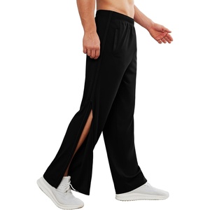 Deyeek Tear Away Pants for Men Post Surgery 2 Side Zippers Sweatpants(Pure Black)