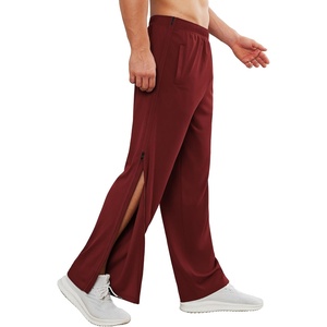 Deyeek Tear Away Pants for Men Post Surgery 2 Side Zippers Sweatpants(Wine Red)