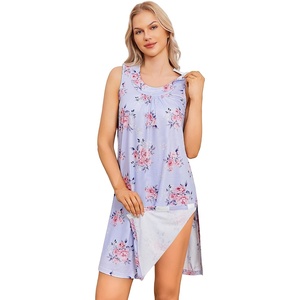 Deyeek Women’s Post Shoulder Surgery Dress Tear Away Sleeveless Dress(Purple Print)