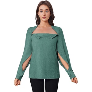 Deyeek Chemo Shirts for Port Access Women Long Sleeve Shoulder Post Surgery Shirt Dialysis Sweatshirts with Arm Zipper(Green)