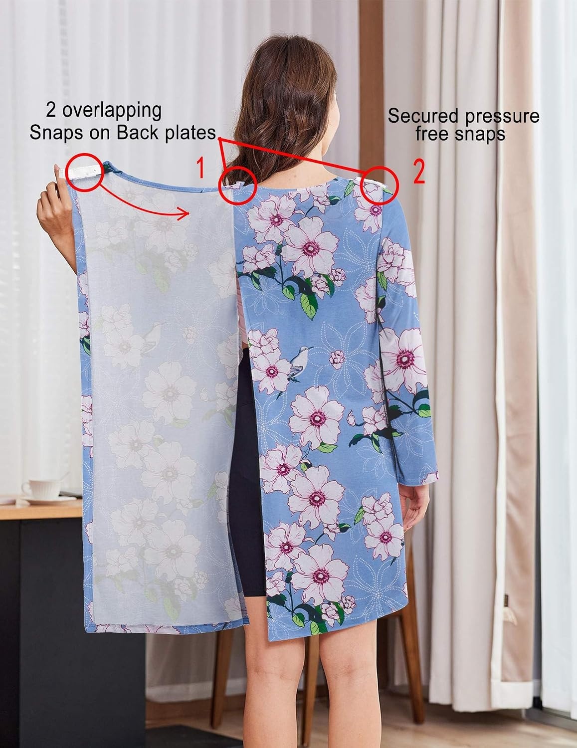 image:imageDeyeek Hospital Gowns for Women Open Back DressLight Blue Print