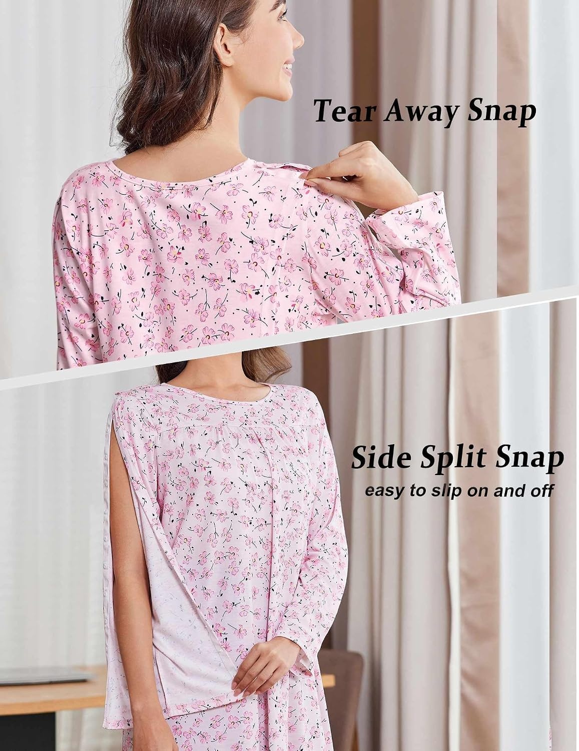 image:imageDeyeek Hospital Gowns for Women Open Back DressPink Print