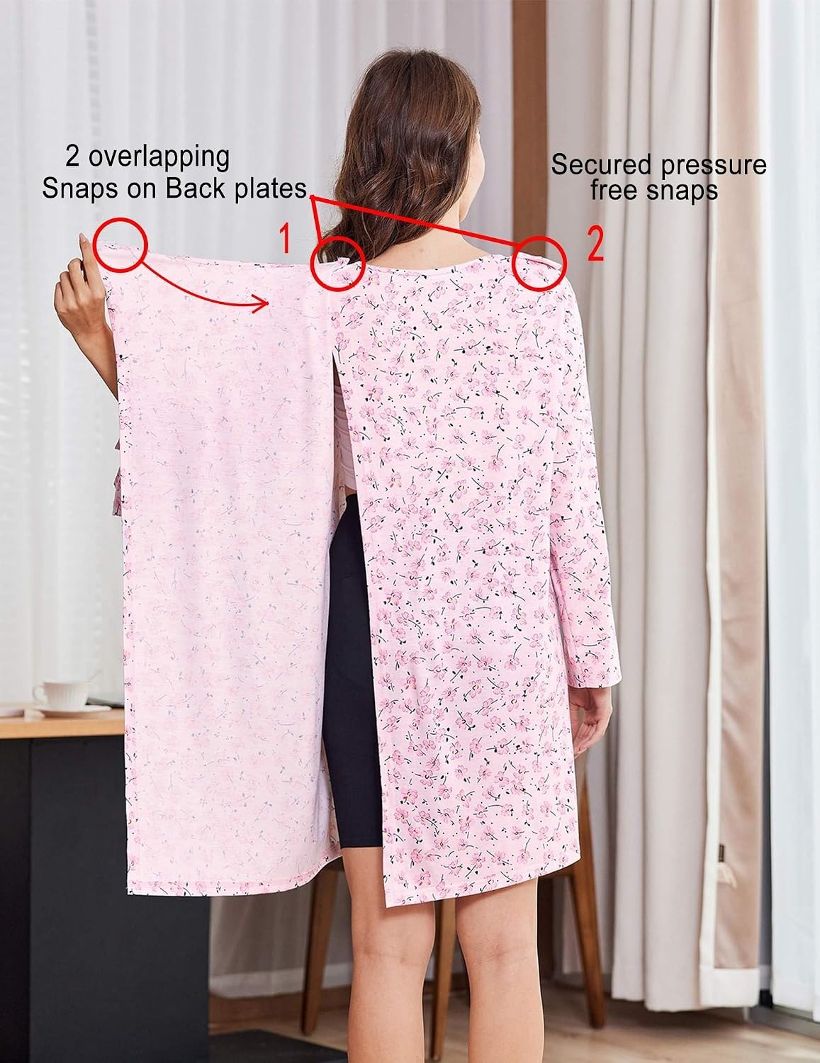 image:imageDeyeek Hospital Gowns for Women Open Back DressPink Print
