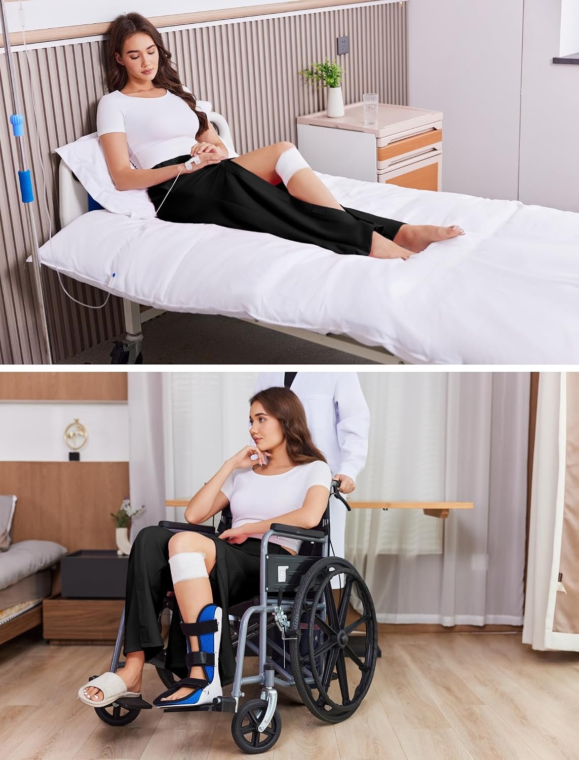 image:imageDeyeek Tear Away Pants for Women Post Knee Hip Leg Surgery Recovery PantsBlack
