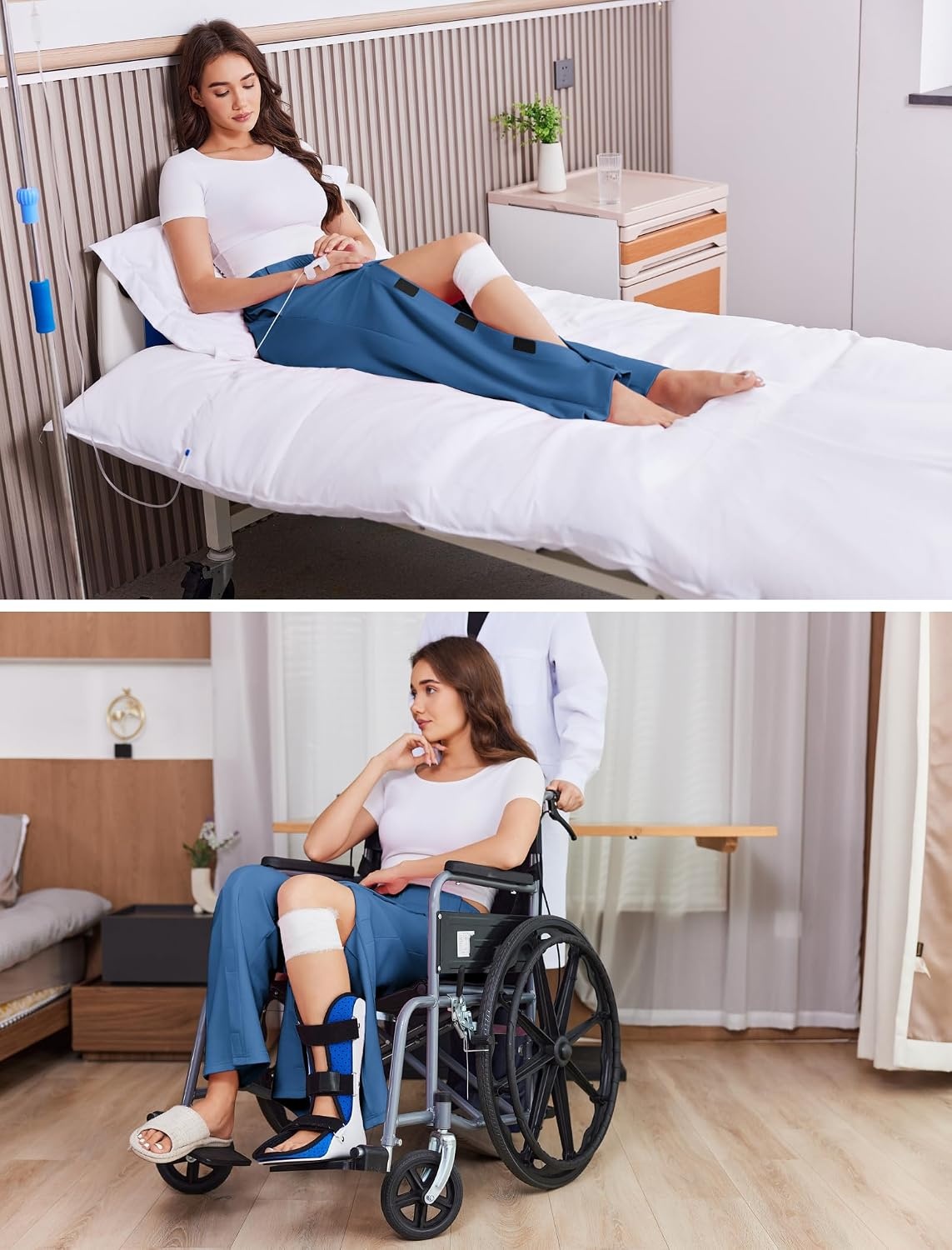 image:imageDeyeek Tear Away Pants for Women Post Knee Hip Leg Surgery Recovery PantsHeather Blue