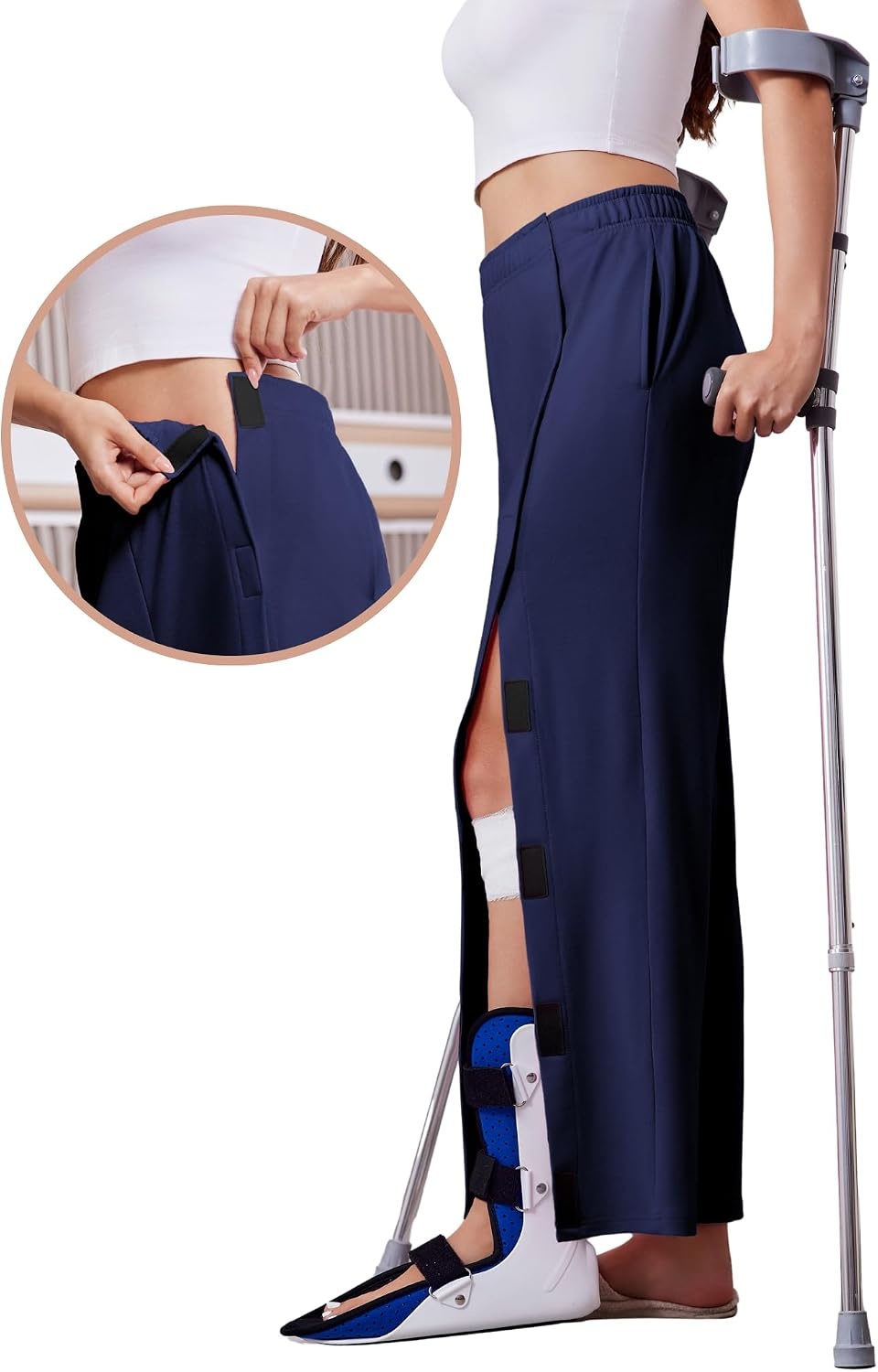 image:imageDeyeek Tear Away Pants for Women Post Knee Hip Leg Surgery Recovery PantsNavy