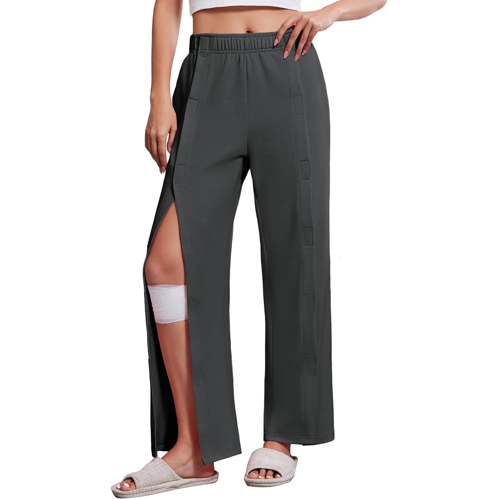 image:imageDeyeek Tear Away Pants for Women Post Knee Hip Leg Surgery Recovery PantsDark Grey