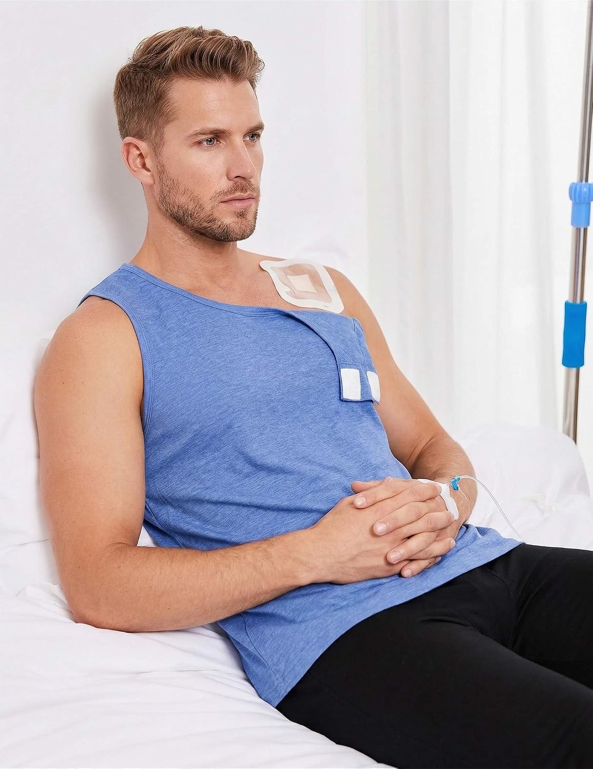 image:imageDeyeek Mens Tear Away Post Shoulder Surgery ShirtsBlue