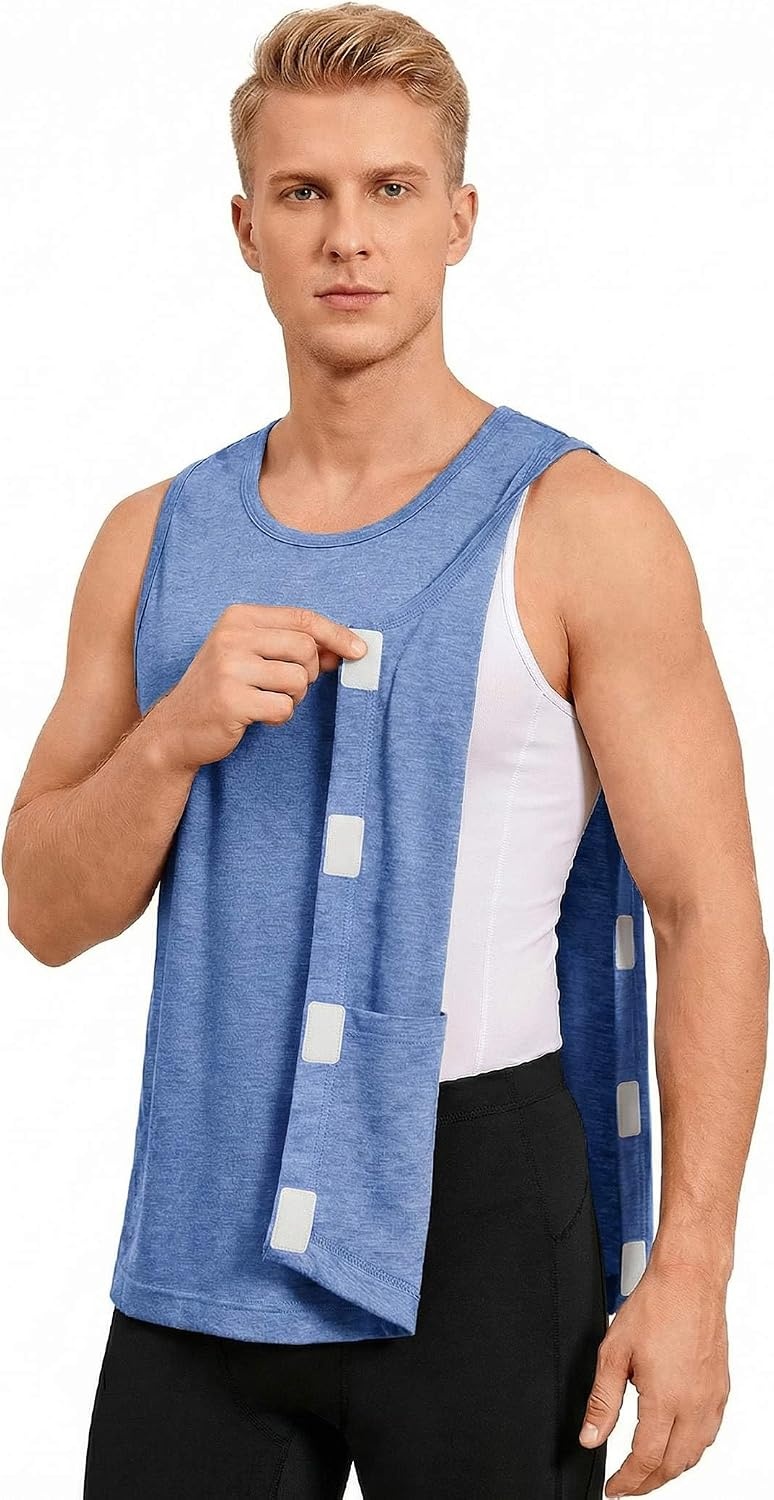 image:imageDeyeek Mens Tear Away Post Shoulder Surgery ShirtsBlue