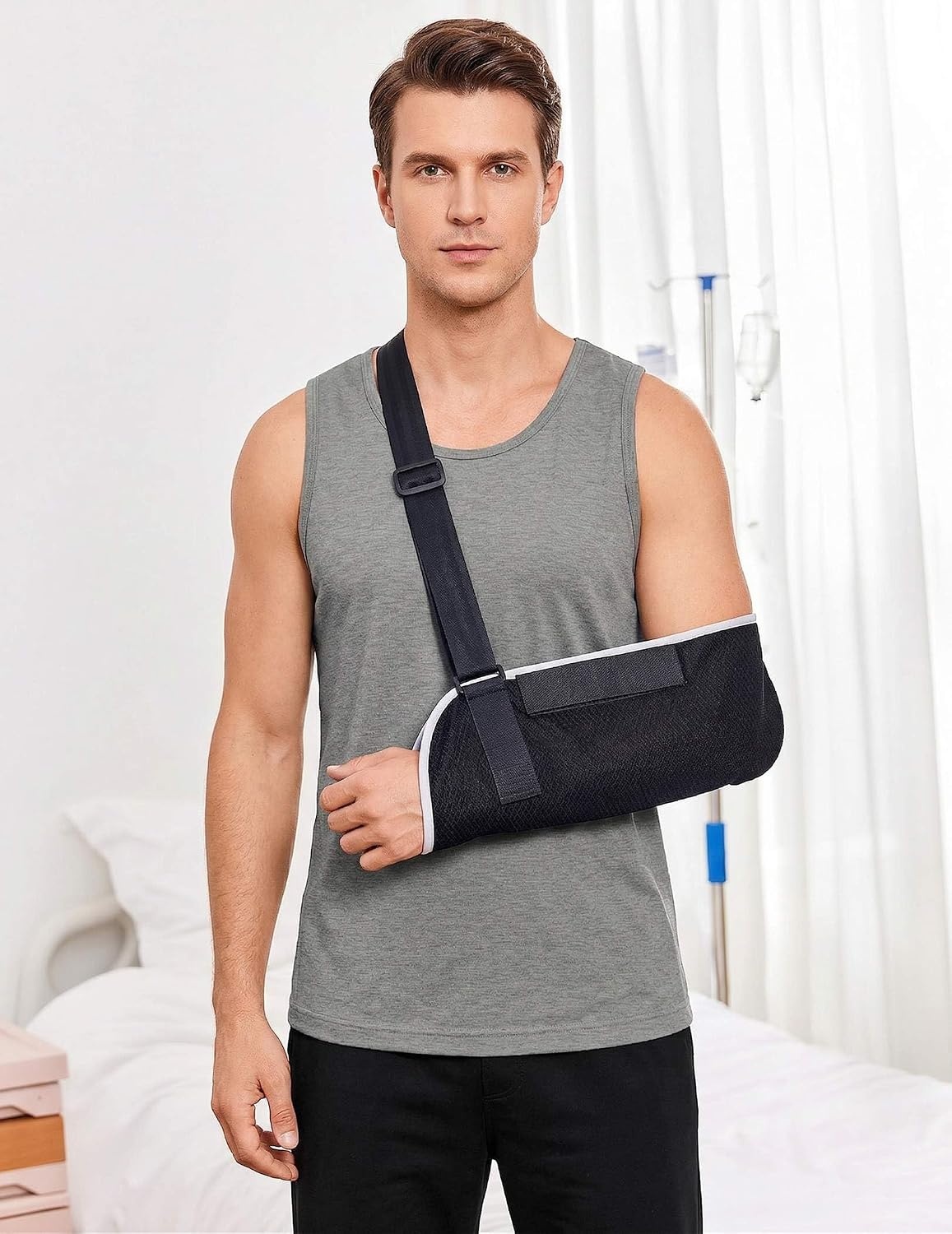 image:imageDeyeek Mens Tear Away Post Shoulder Surgery ShirtsLight Grey