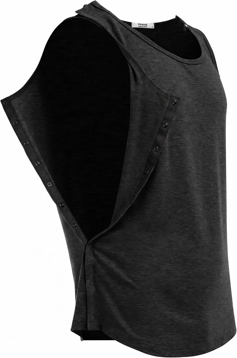 image:imageDeyeek Post Shoulder Surgery Shirts for Women Mens Tearaway Snap Tank TopsBlack