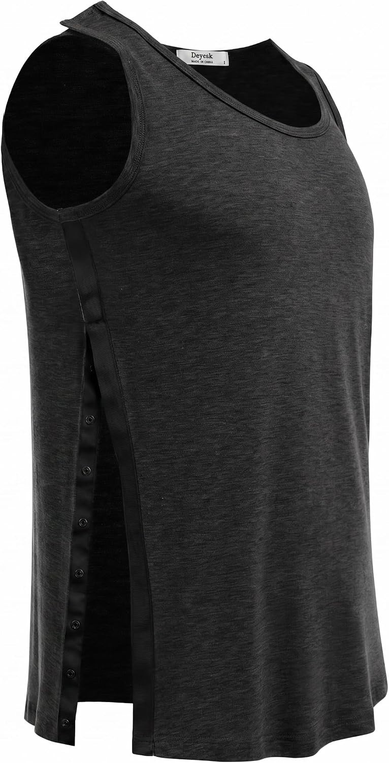 image:imageDeyeek Post Shoulder Surgery Shirts for Women Mens Tearaway Snap Tank TopsBlack