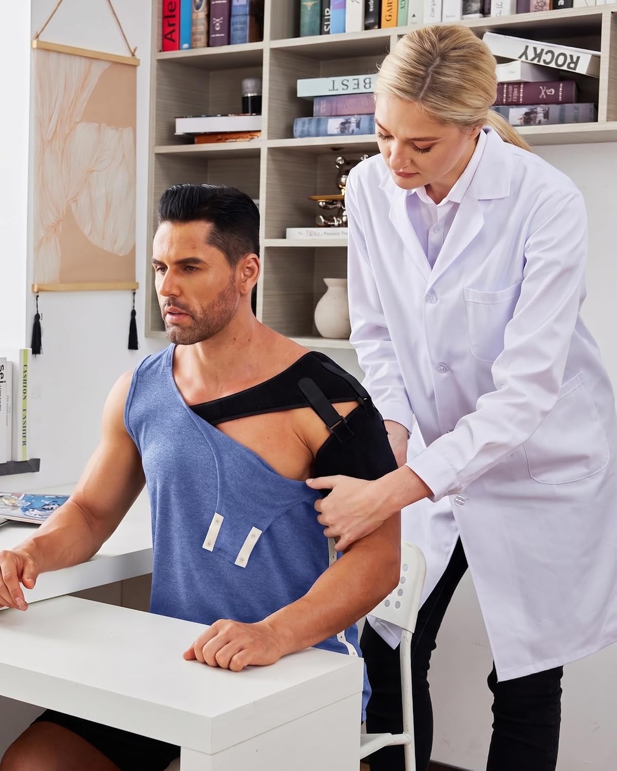 image:imageDeyeek Post Shoulder Surgery Shirts for Women Mens Tearaway Snap Tank TopsBlue