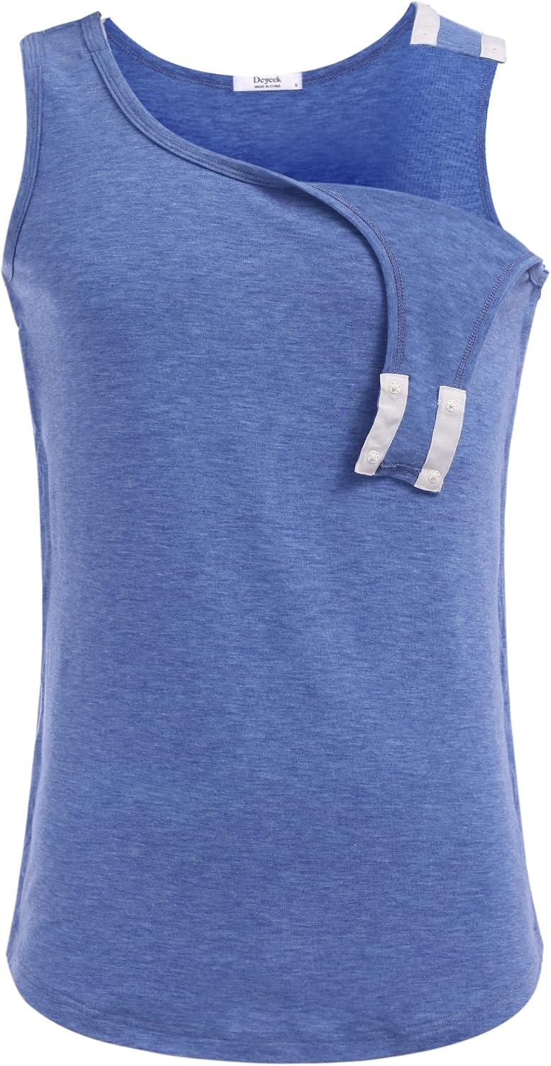 image:imageDeyeek Post Shoulder Surgery Shirts for Women Mens Tearaway Snap Tank TopsBlue