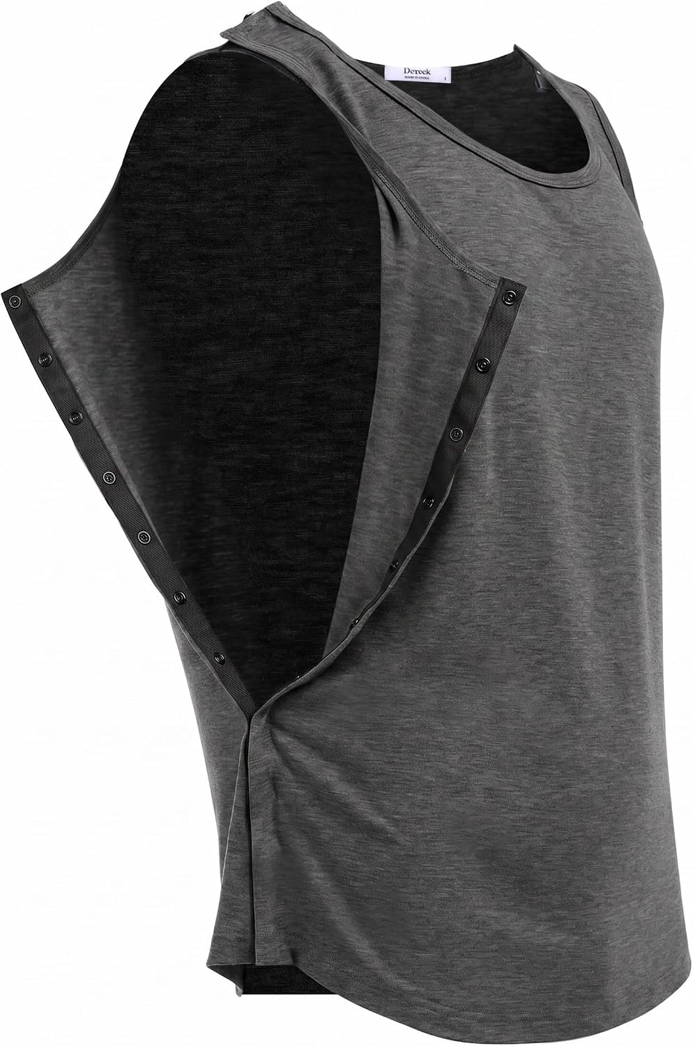 image:imageDeyeek Post Shoulder Surgery Shirts for Women Mens Tearaway Snap Tank TopsDark Grey