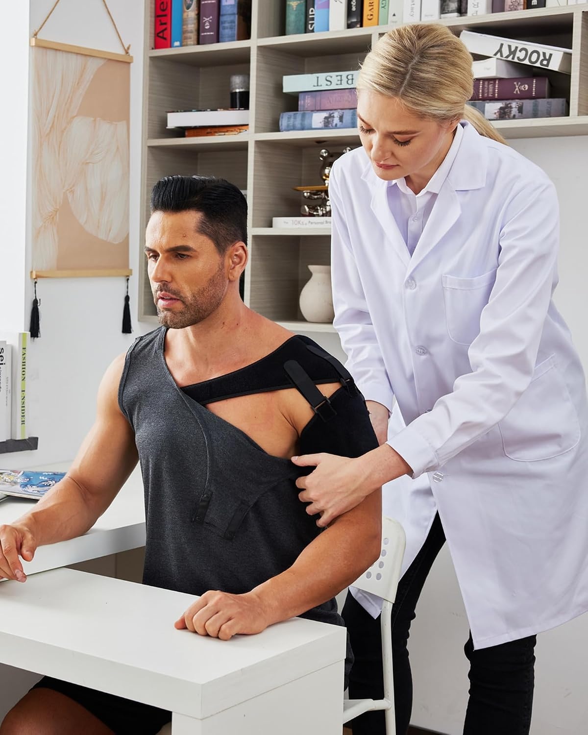 image:imageDeyeek Post Shoulder Surgery Shirts for Women Mens Tearaway Snap Tank TopsDark Grey