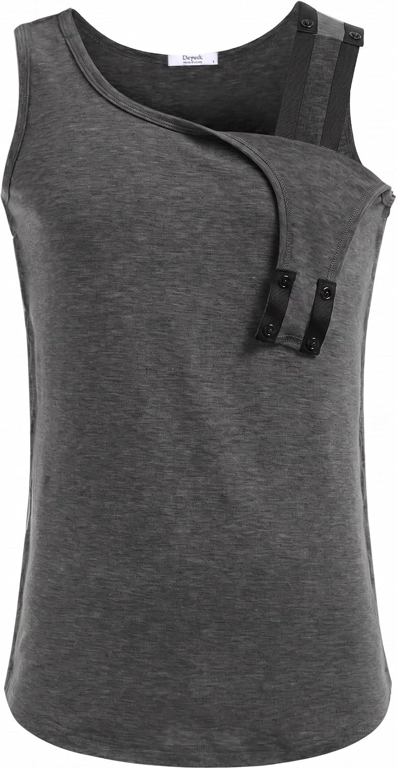 image:imageDeyeek Post Shoulder Surgery Shirts for Women Mens Tearaway Snap Tank TopsDark Grey