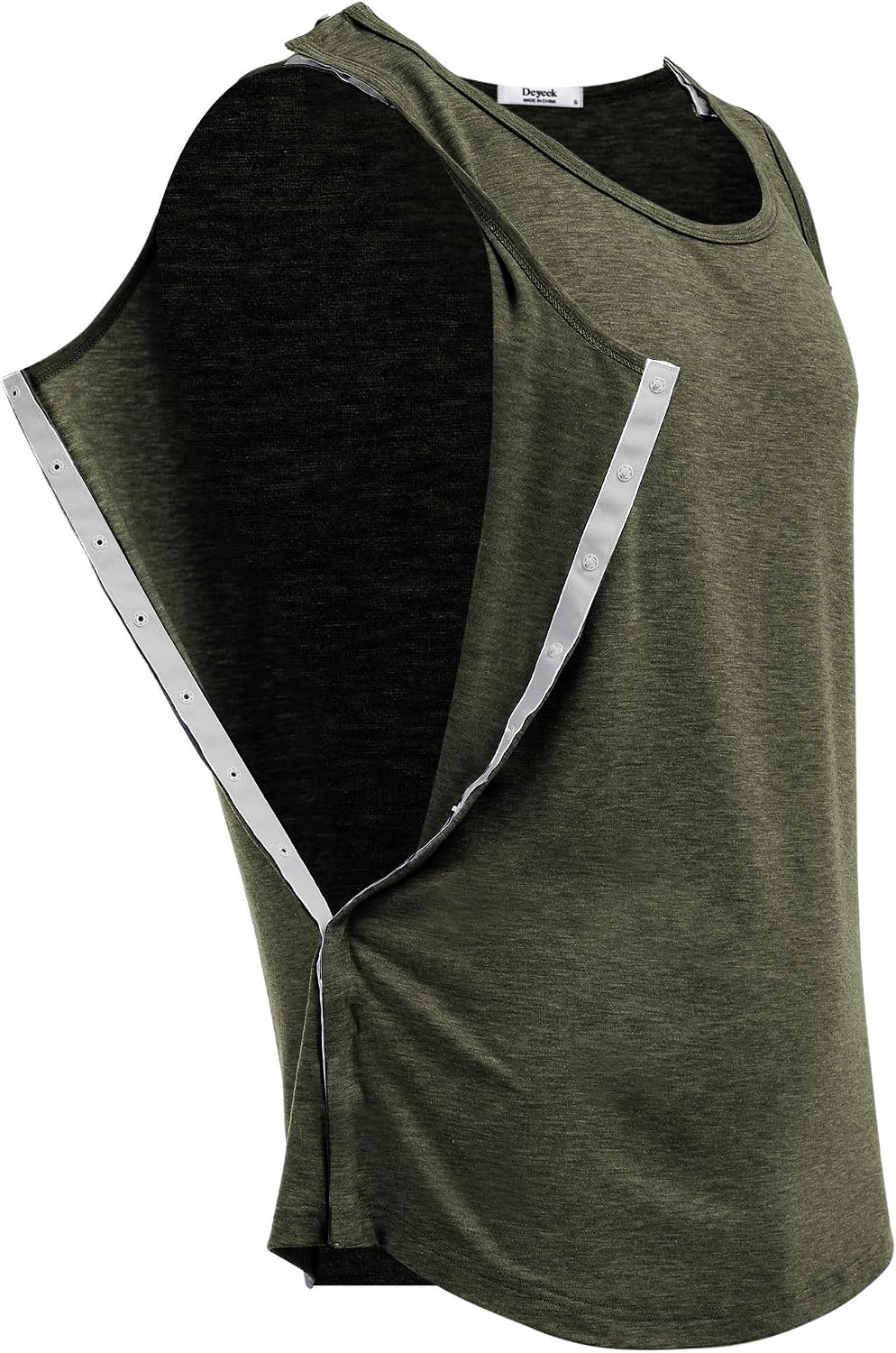 image:imageDeyeek Post Shoulder Surgery Shirts for Women Mens Tearaway Snap Tank TopsGreen