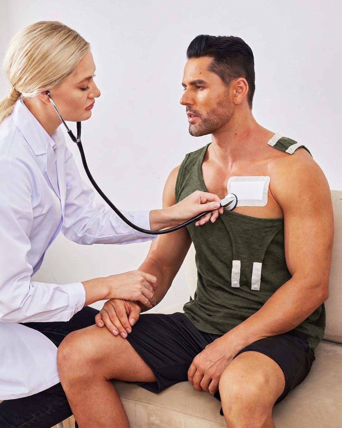 image:imageDeyeek Post Shoulder Surgery Shirts for Women Mens Tearaway Snap Tank TopsGreen