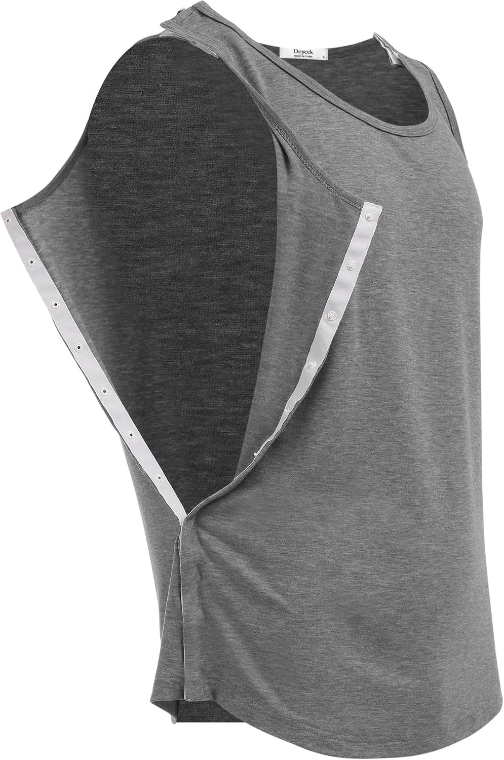 image:imageDeyeek Post Shoulder Surgery Shirts for Women Mens Tearaway Snap Tank TopsGrey
